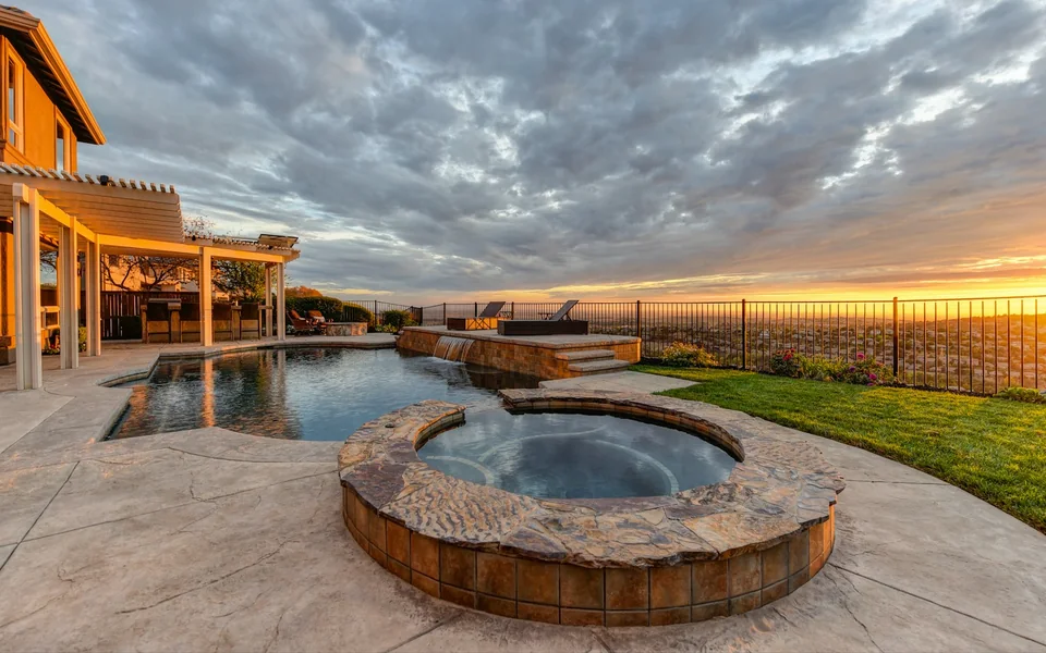 Residential pool construction illustrating property planning
